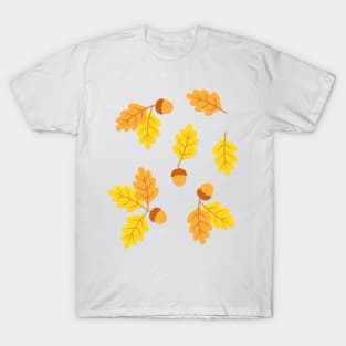 Autumn oak leaf and acorn pattern T-Shirt